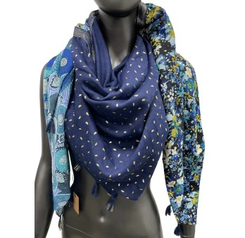 Foulard 4 faces nuance bleu