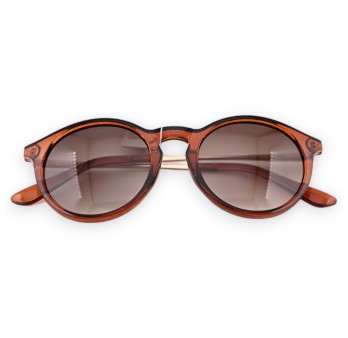 Lunettes ronde dorées plastique marron translucide