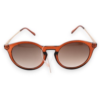 Lunettes ronde dorées plastique marron translucide