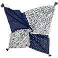 Foulard 4 faces bleu et moutarde