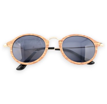 Lunettes ronde effet bois clair