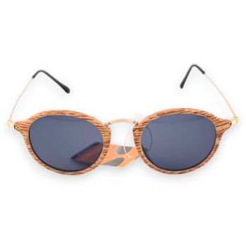 Lunettes ronde effet bois clair