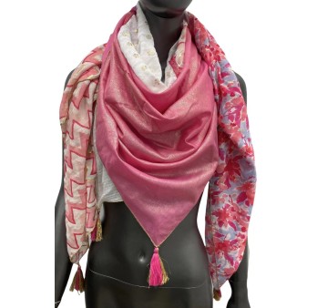 Foulard 4 faces nuance rose