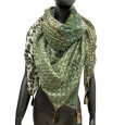 Foulard 4 faces motif éventail nuance kaki