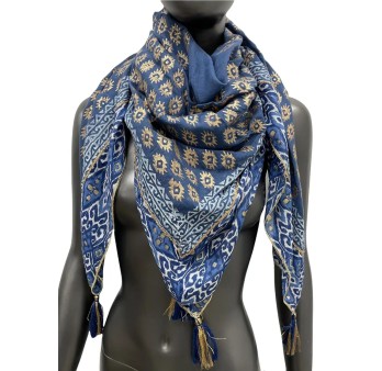 Foulard carré face unique nuance bleu