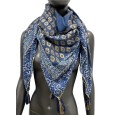 Foulard carré face unique nuance bleu