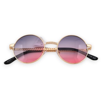 Lunettes rondes dégradées de gris et rose