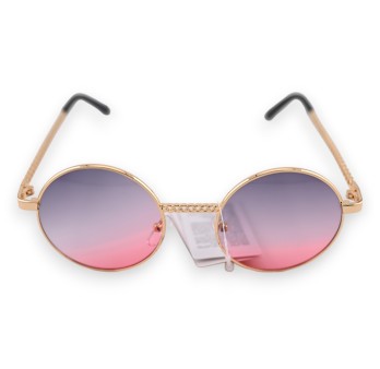 Lunettes rondes dégradées de gris et rose