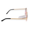 Lunettes rondes dégradées de gris et rose