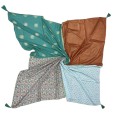 Foulard 4 faces orange et vert d'eau
