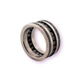 Bague tendance argenté et pierre noire
