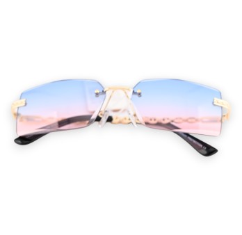 Lunettes fantaisie dorées aux nuances rose et bleu
