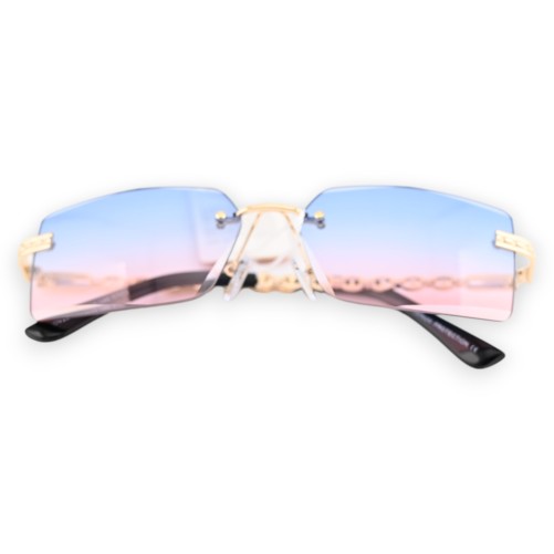 Lunettes fantaisie dorées aux nuances rose et bleu