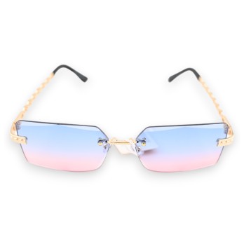 Lunettes fantaisie dorées aux nuances rose et bleu