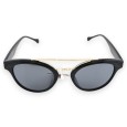 Lunettes ronde design noire barre transversale dorée