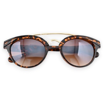 Lunettes design léopard marron barre transversale dorée