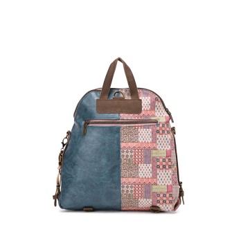 Sac à dos motif mosaïque bleu et marron