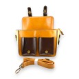 Sac cartable vintage moutarde et marron