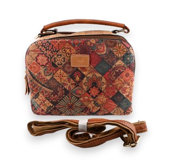 Sac liège carré graphisme multicolore