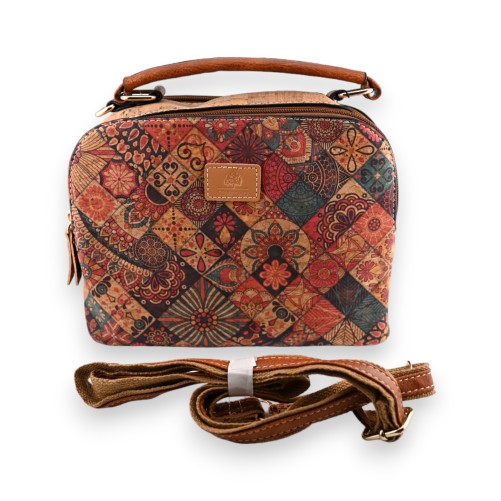 Sac liège carré graphisme multicolore