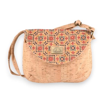 Sac bandoulière en liège rabat graphisme