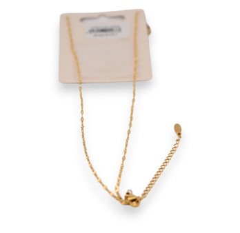 Collier acier doré médaillon strass et étoile ajourée