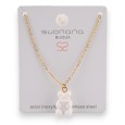 Collier acier nounours bonbon blanc opaque