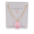 Collier acier nounours bonbon rose translucide