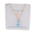 Collier acier nounours bonbon bleu ciel translucide