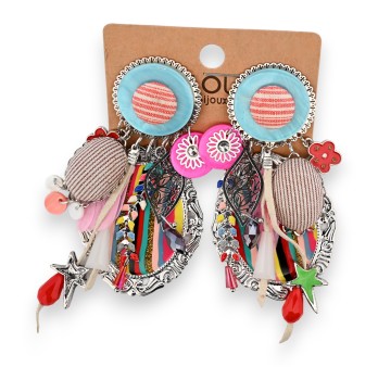 Grande boucles d'oreilles clip multicolore lolilota