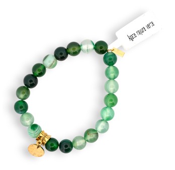 Bracelet médaillon pierre agate rayure verte