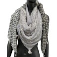 Foulard carré patchwork 4 faces gris noir