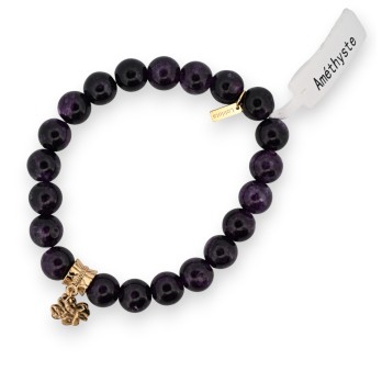 Bracelet Améthyste et charm trèfle