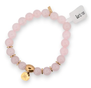 Bracelet quartz rose et charm médaille