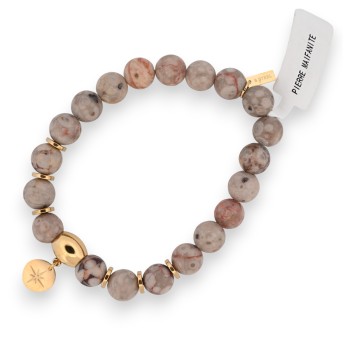 Bracelet en pierre Maifanite et charm médaille