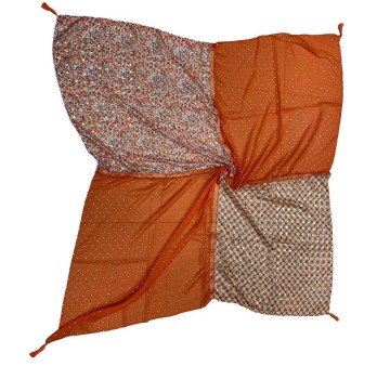 Foulard carré patchwork imprimé liberty orange