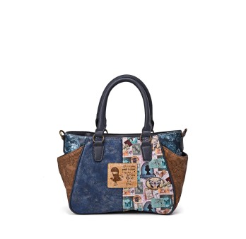Sac à main forme design rose et bleu