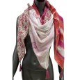Foulard patchwork tie & dye et liberty framboise