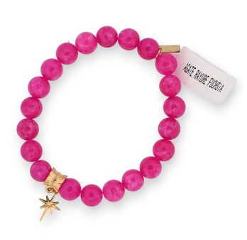 Bracelet Agate rayure fuchsia charm étoile