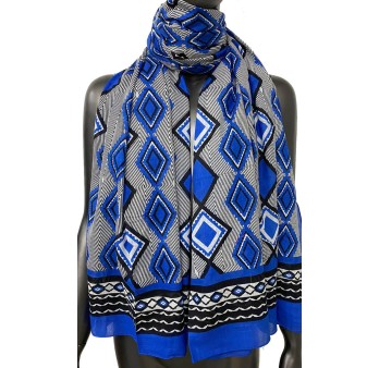 Foulard chèche ethnique Bleu roi