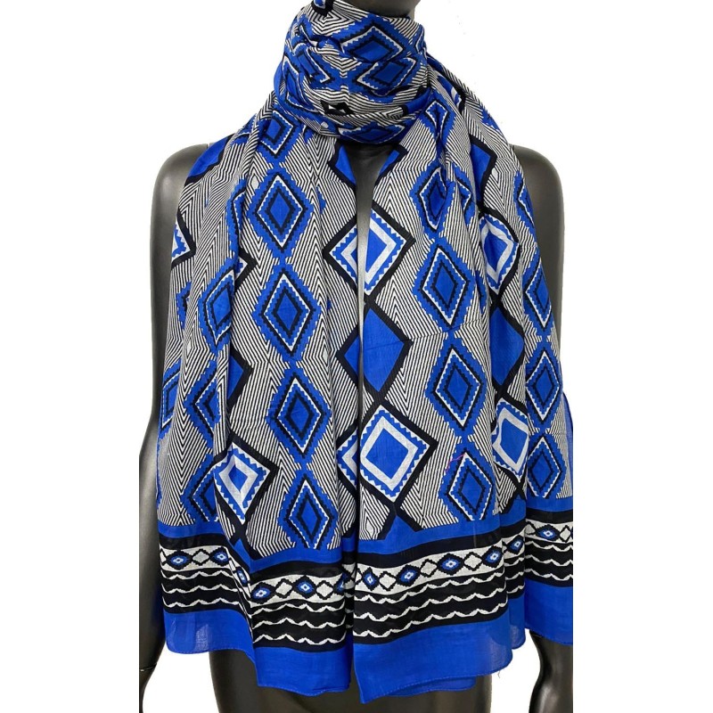 Foulard chèche ethnique Bleu roi
