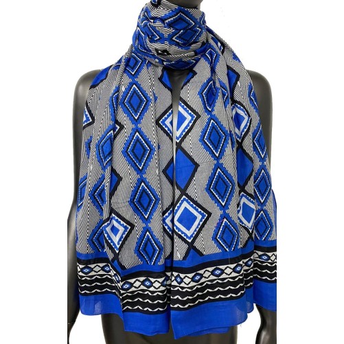 Foulard chèche ethnique Bleu roi