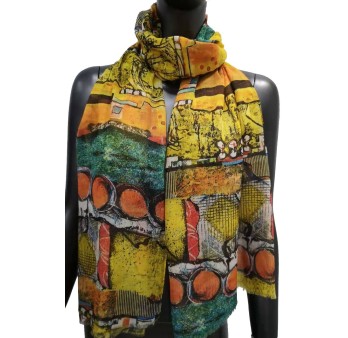 Foulard peinture abstraite - Toucher soie
