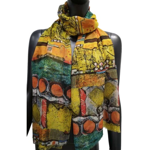 Foulard peinture abstraite - Toucher soie