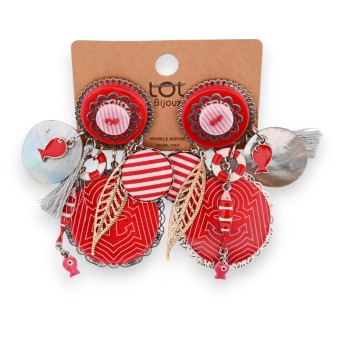 Boucles d'oreilles clip fantaisie poisson rouge