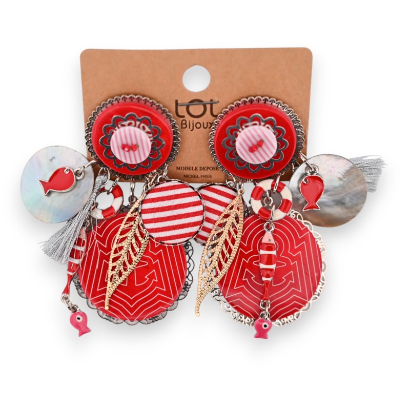 Boucles d'oreilles clip fantaisie poisson rouge
