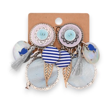 Boucles d'oreilles fantaisie à clip poisson bleu