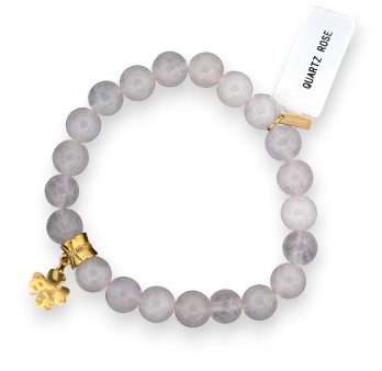 Bracelet Quartz rose charm trèfle