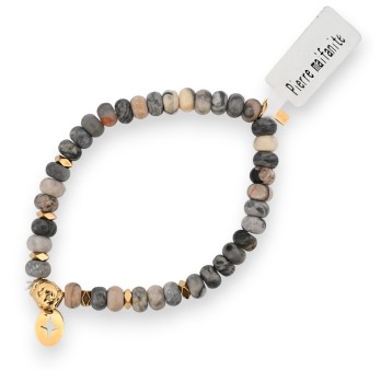 Bracelet pierre Maifanite 4mm charm médaillon étoile