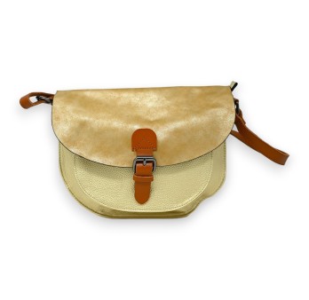 Sac bandoulière bi matière doré